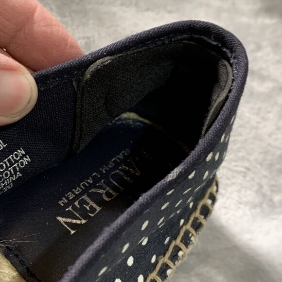 Lauren Ralph Lauren Womens Shoes Sz 9B Navy Polka Dot Destini Canvas Espadrille - Picture 12 of 16